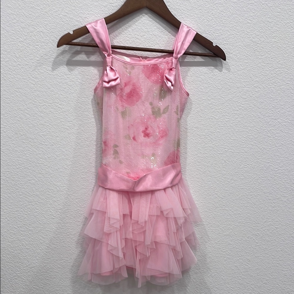 Biscotti Pink Dress with Tulle Layers and Sequin Details